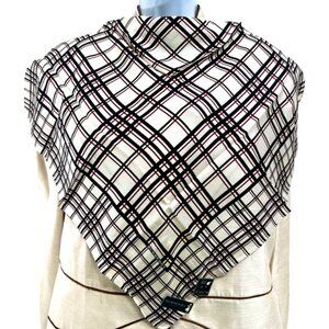 New Tag Men/Women   Burberry  Bandana /MiniScarf 23" Silk Cotton Ivery Blk(9